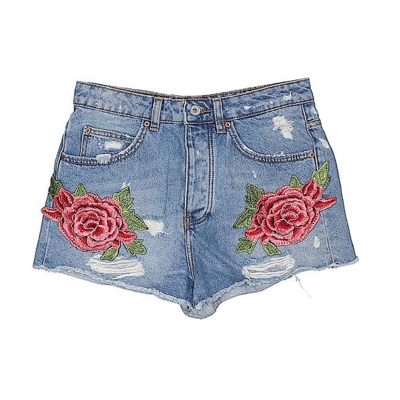 flower shorts denim